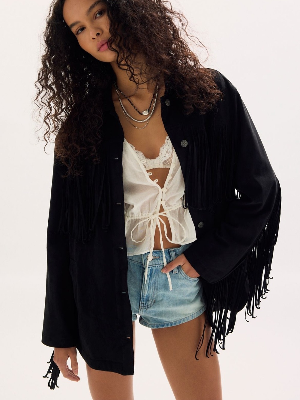 Fringed out denim jacket Free People